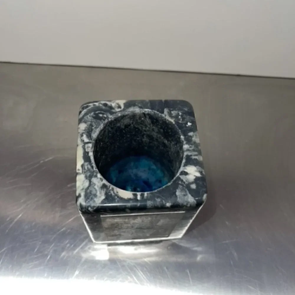 Black Gray Marble Ship Pen Pencil Cup Letter Hold